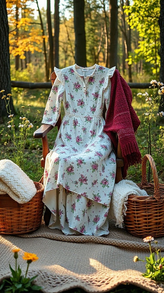 Cottagecore Camper: Flowery Dresses, Knitted Layers & Rustic Accessories