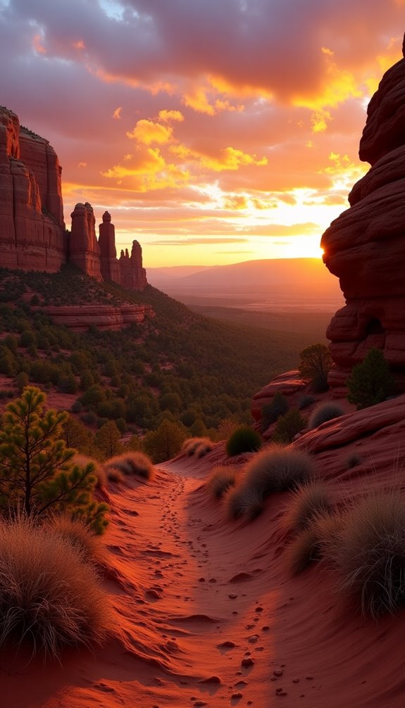 Sedona's Brins Mesa Trail: Red Rock Formations at Sunrise and Sunset