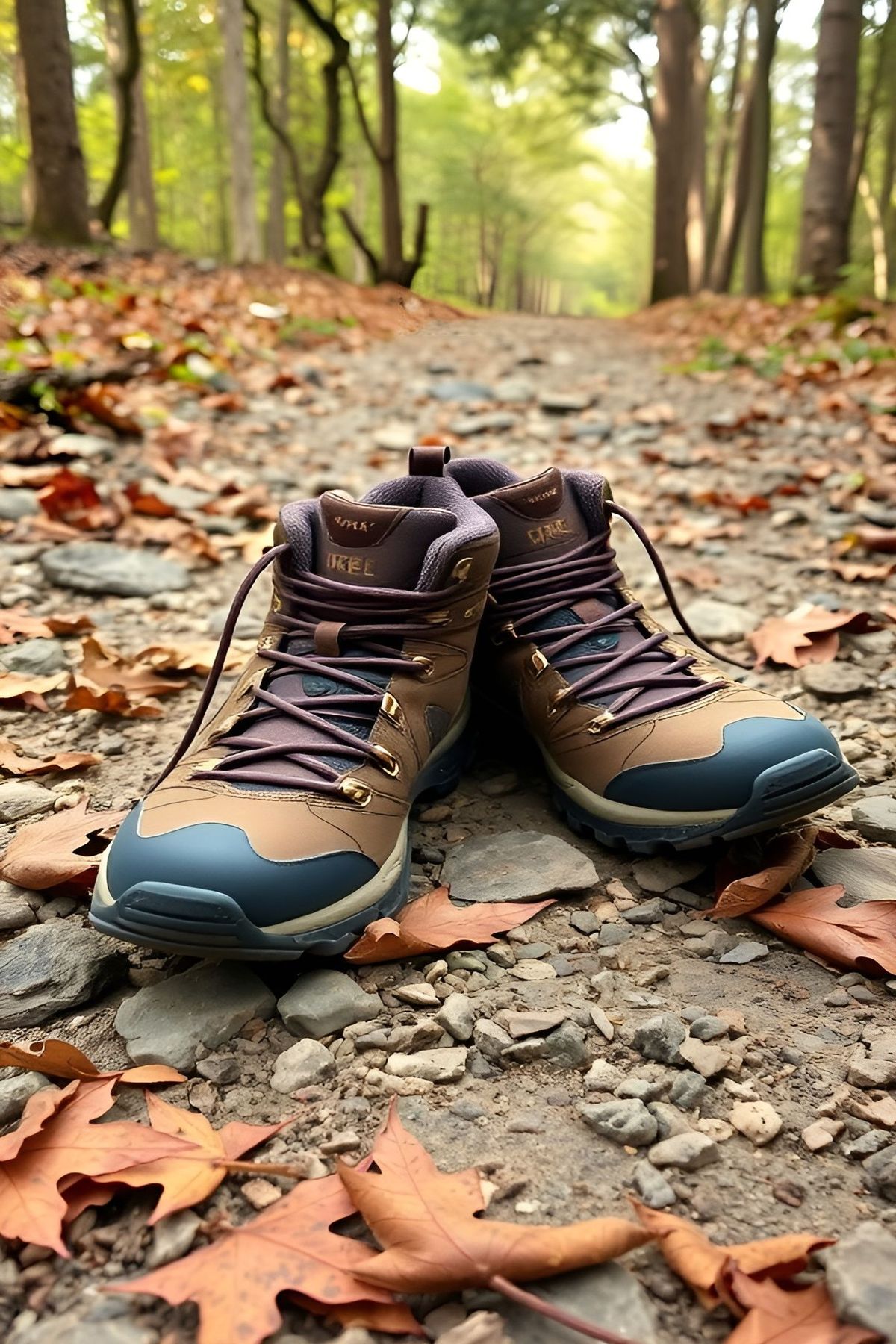 Merrell Moab 2 Waterproof Hiking Shoes on a forest trail with fallen leaves