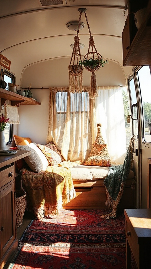 bohemian macram camper decor