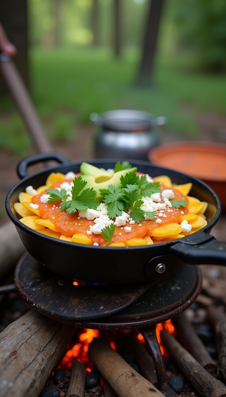 campfire breakfast dish preparation