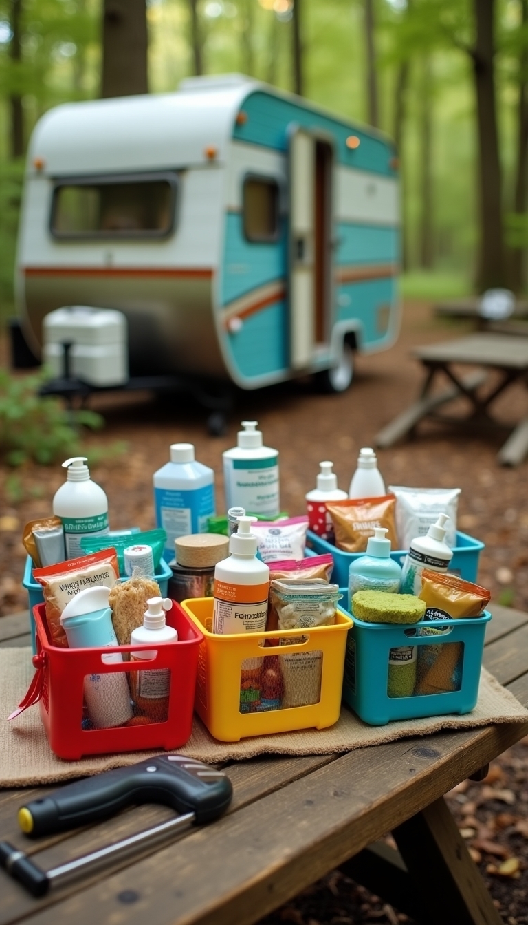 campsite shower organization solutions