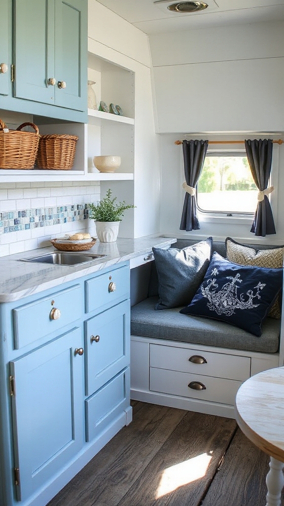 coastal inspired organized storage solutions