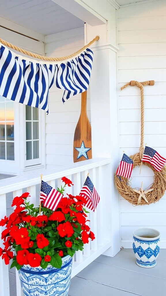 coastal patriotic porch decor