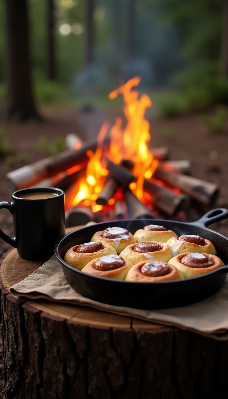 delicious outdoor cinnamon rolls