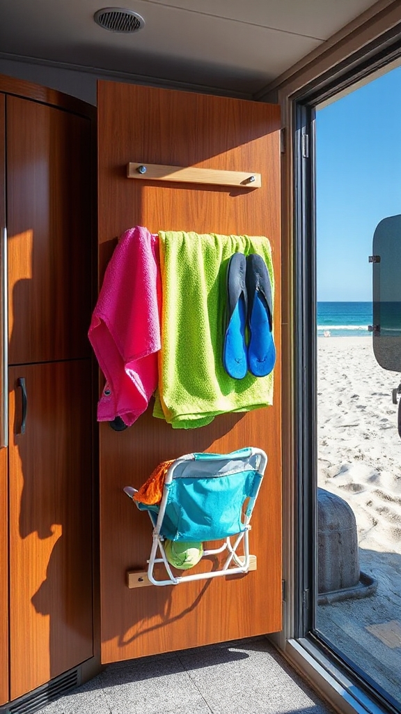 door mounted beach gear storage