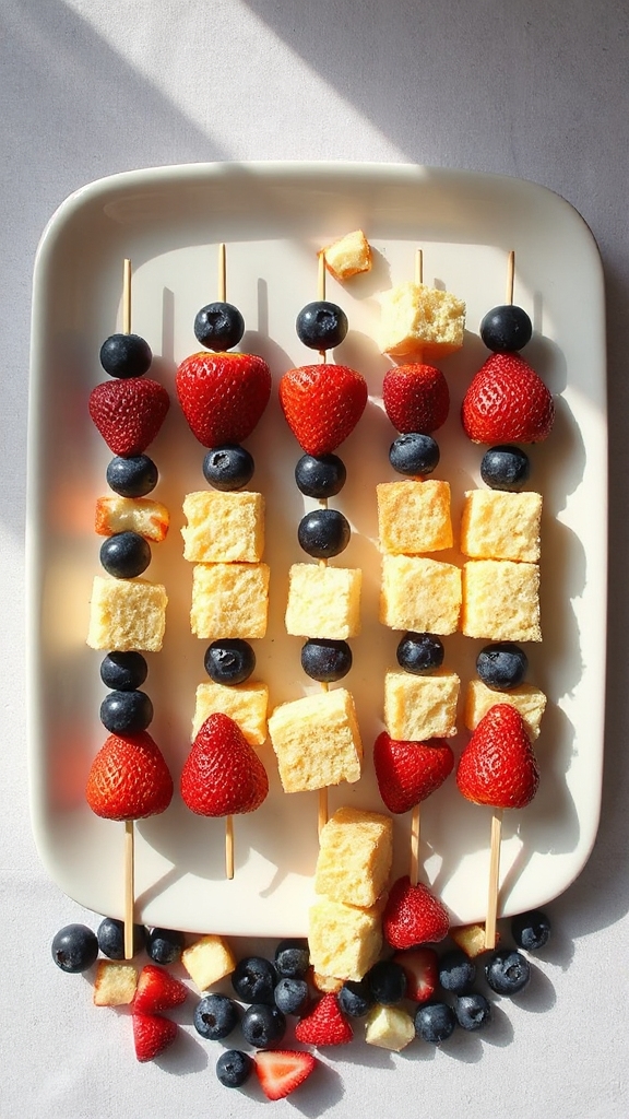 eye catching fruit kebabs display