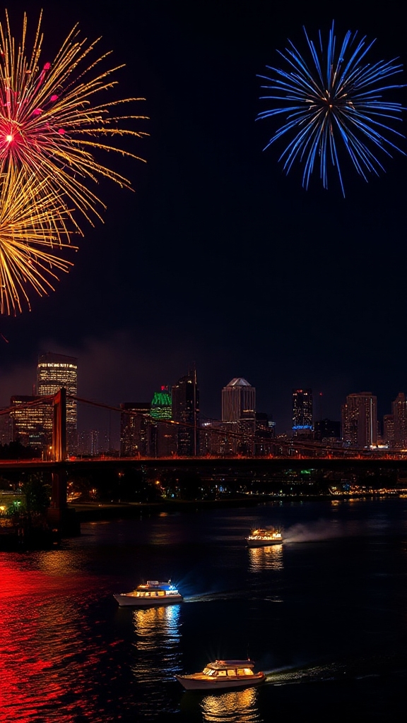 fireworks over willamette river