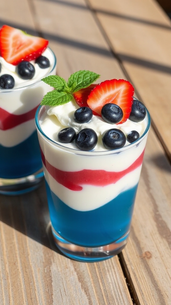 layered patriotic jello cups