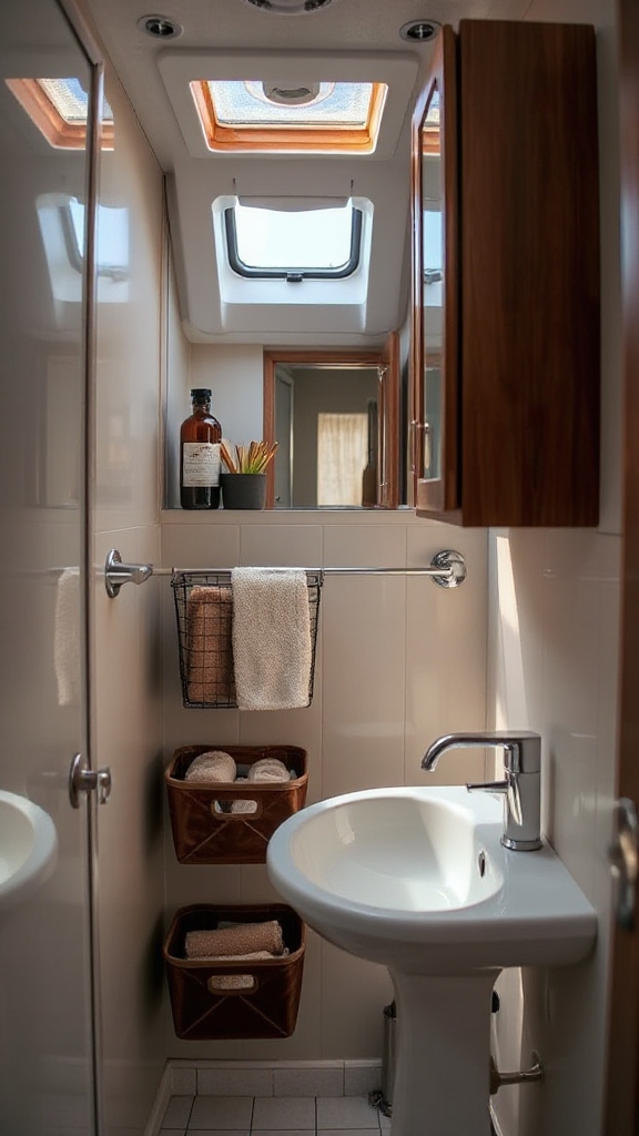 maximize rv bathroom storage