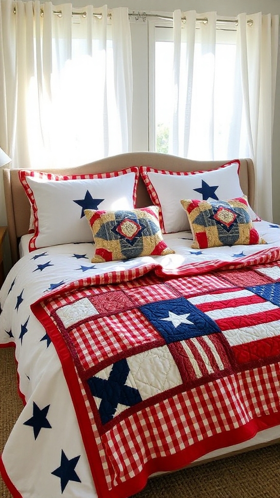 mixed pattern patriotic bedding
