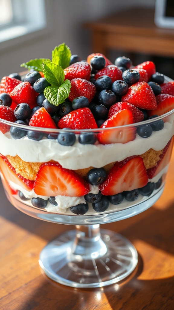 no bake patriotic berry trifle