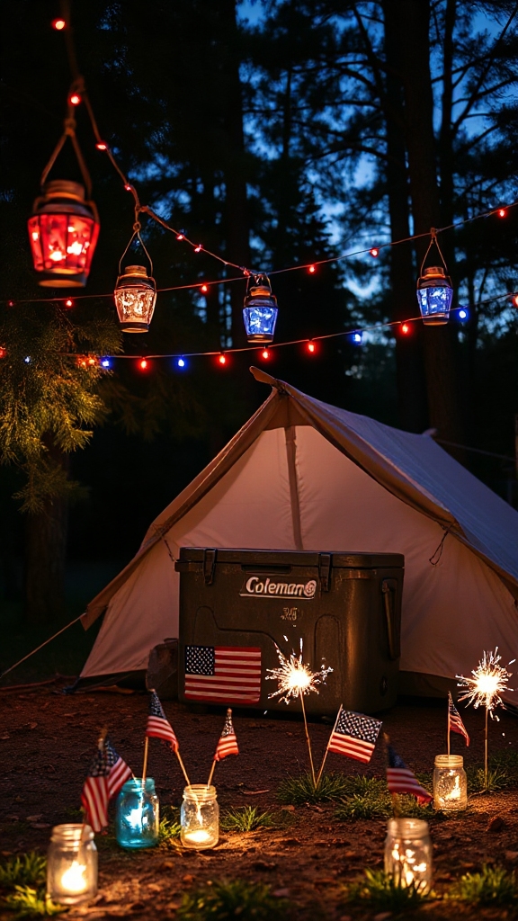 patriotic campsite lighting decor
