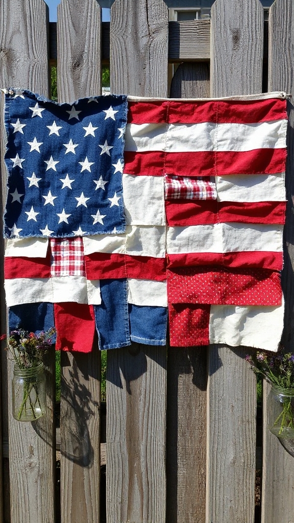 patriotic fabric scrap display