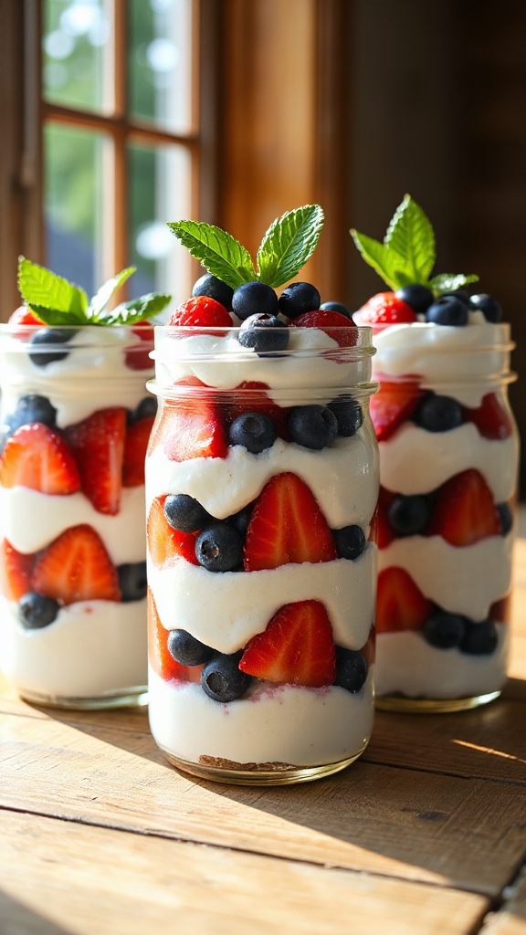 patriotic mason jar parfaits