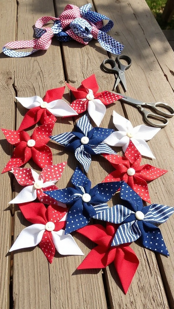 patriotic no sew pinwheels