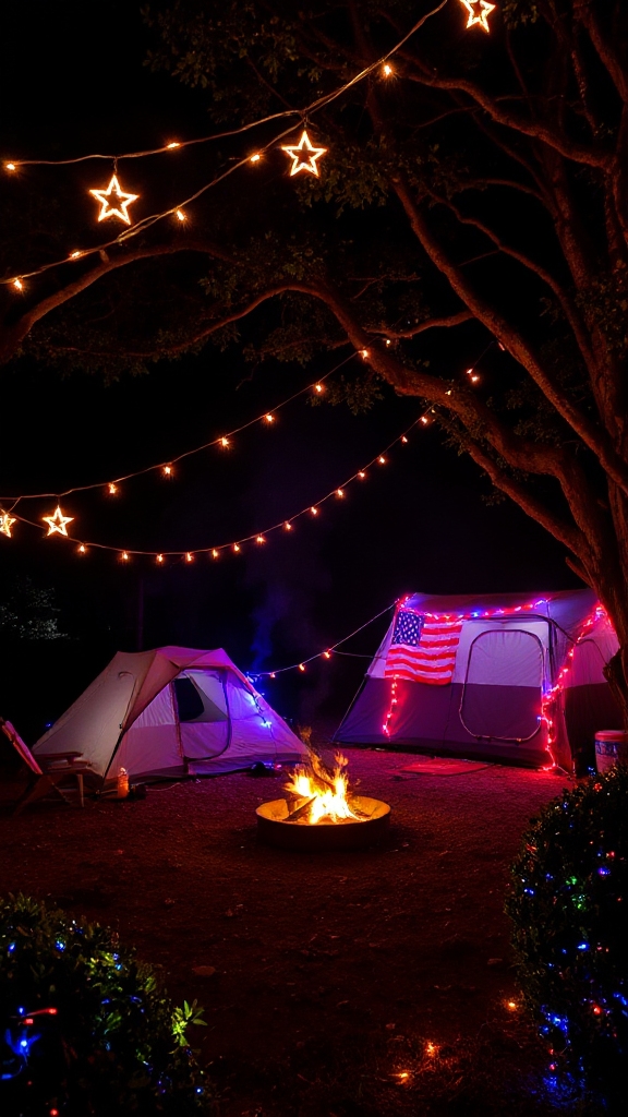patriotic outdoor lighting setup