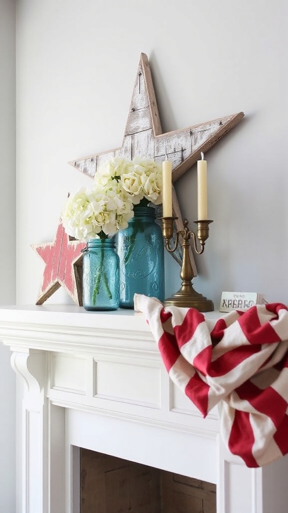 patriotic summer mantel display