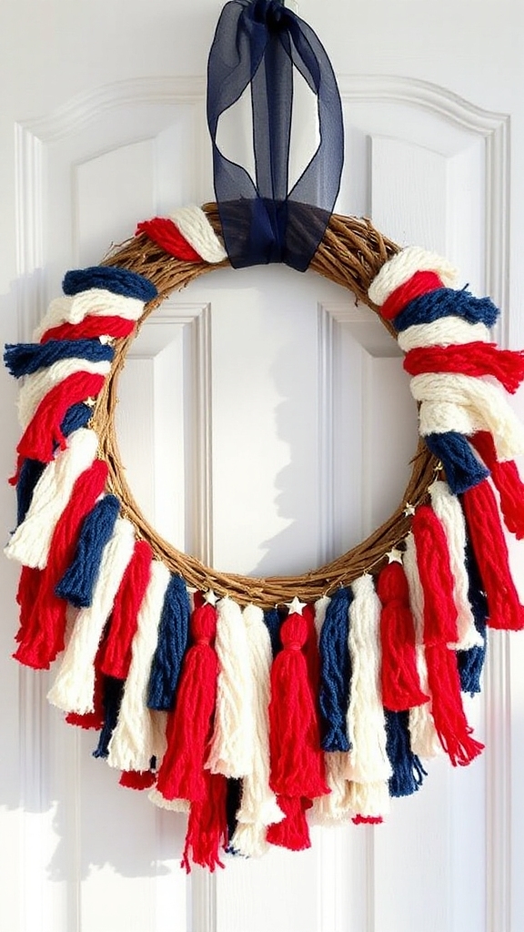patriotic yarn tassel wreath