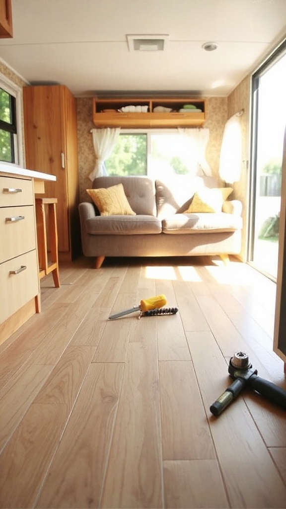 pop up camper flooring transformation