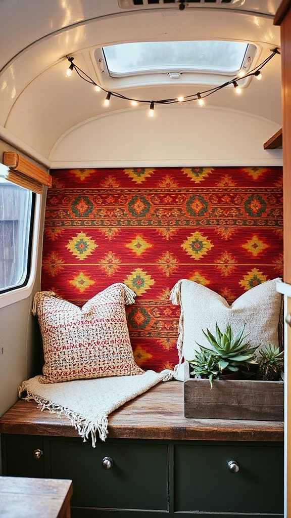 vibrant bohemian camper walls