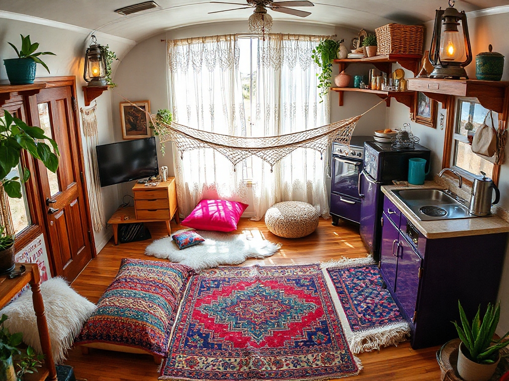 bohemian camper interior design