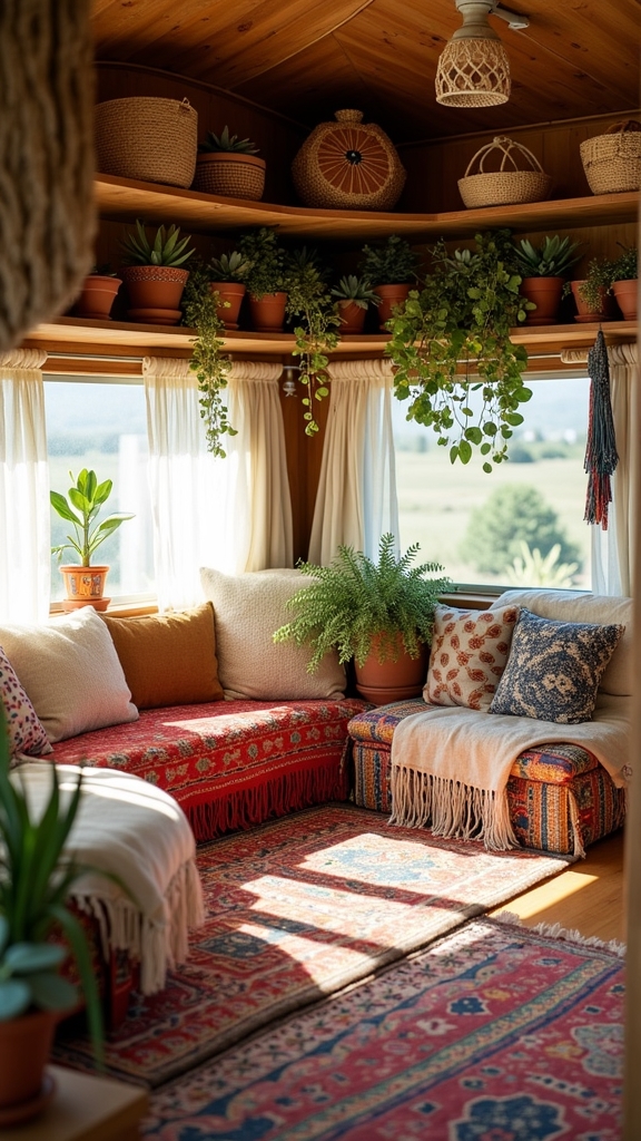 bohemian open shelving decor