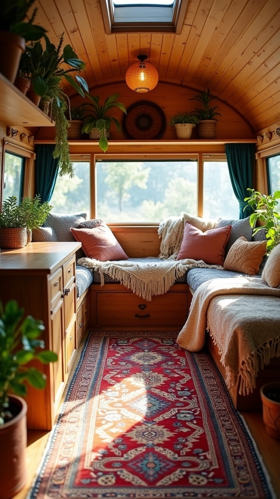 boho camper rug layout