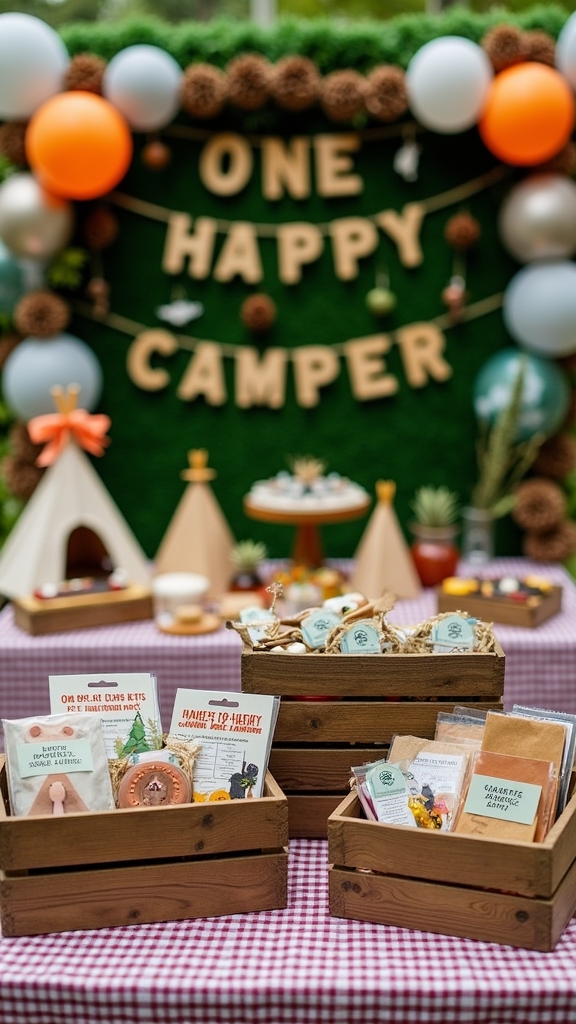 camping themed birthday party favors