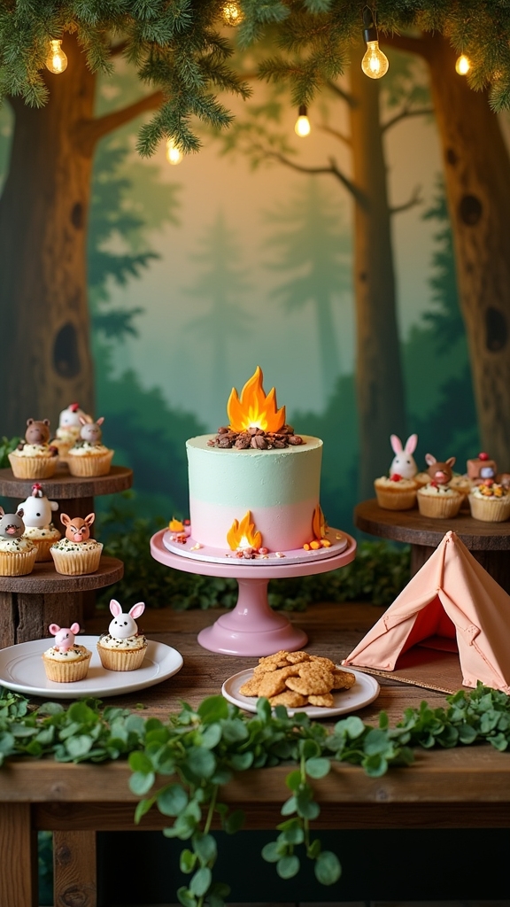 camping themed dessert display