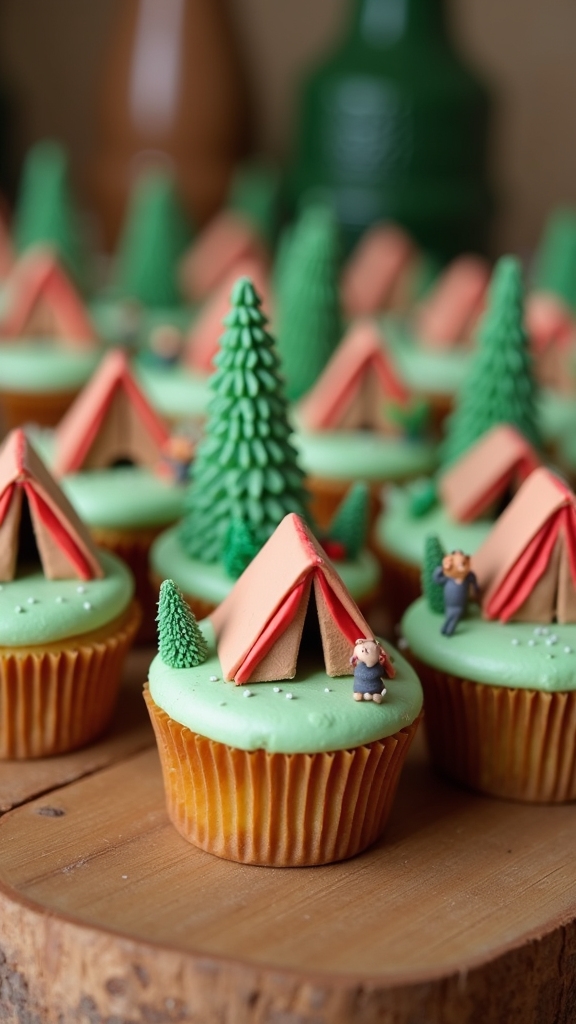 custom camping cupcake toppers