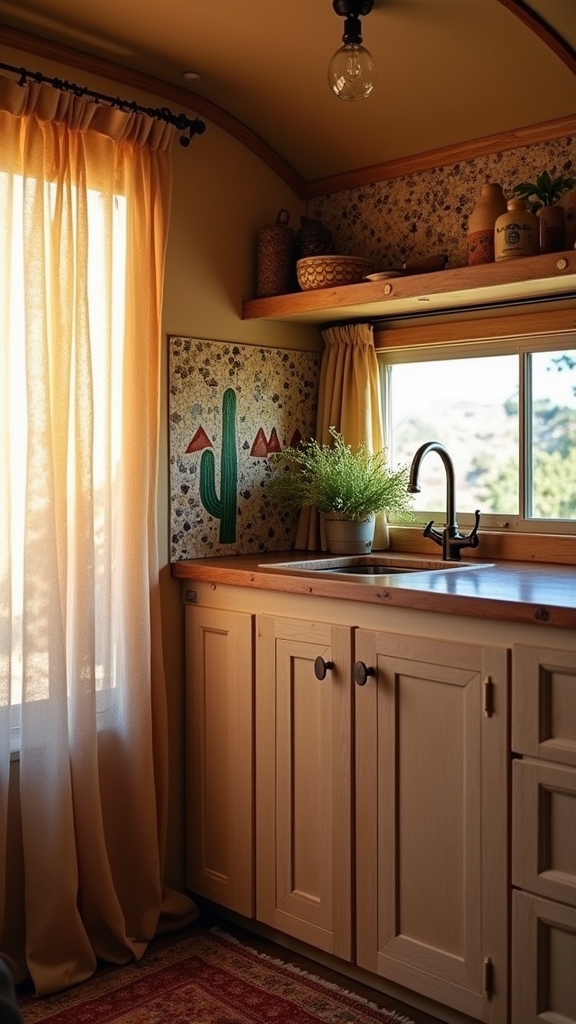 desert inspired mosaic backsplash design