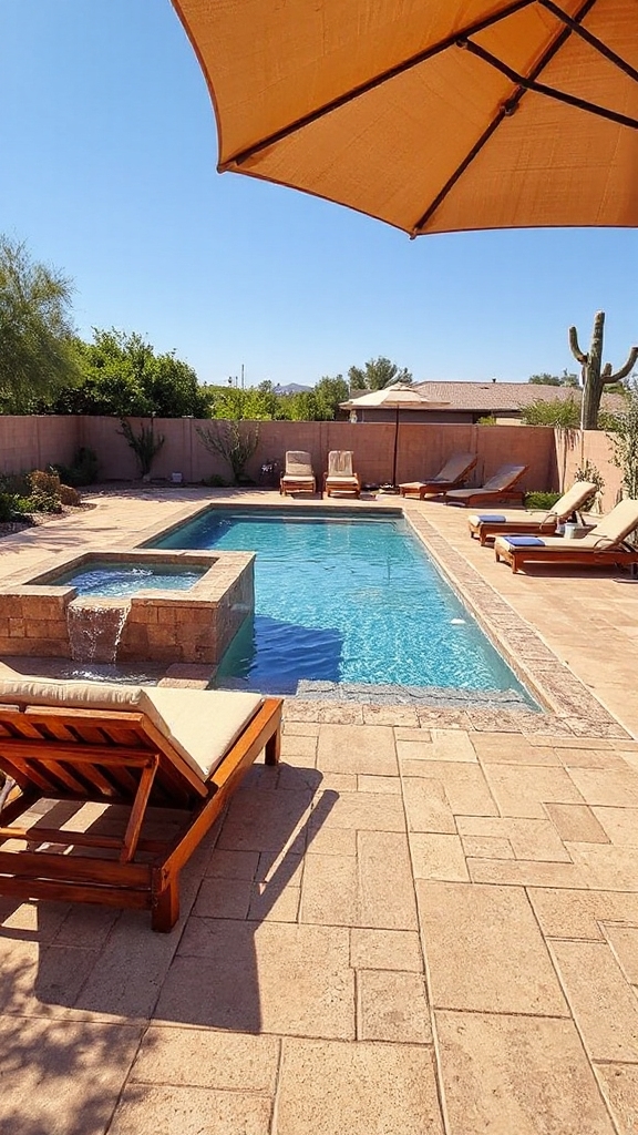elevated spa with linear pool