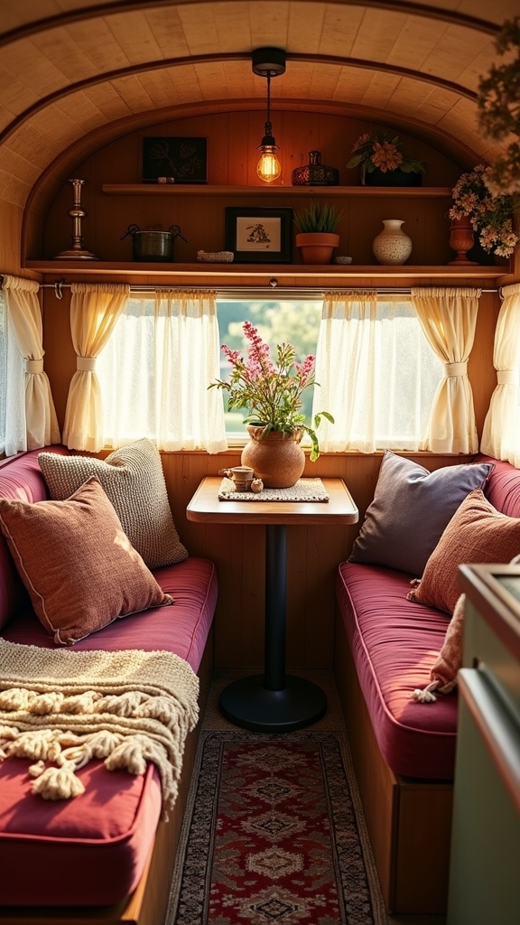 luxurious boho camper interior