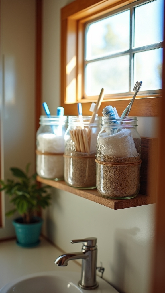 mason jar bathroom organization