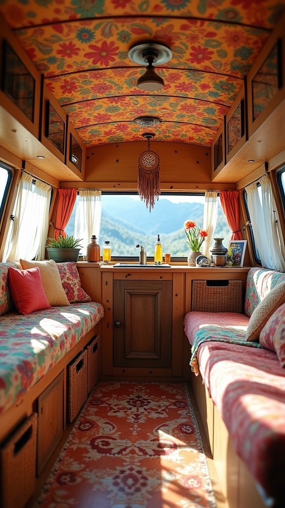 organized boho camper storage