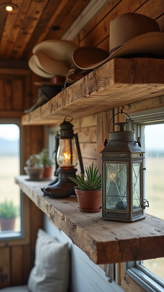 reclaimed wood floating shelves