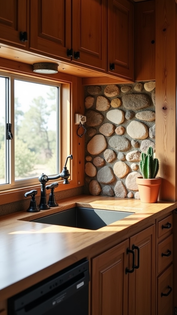 rugged stone backsplash options