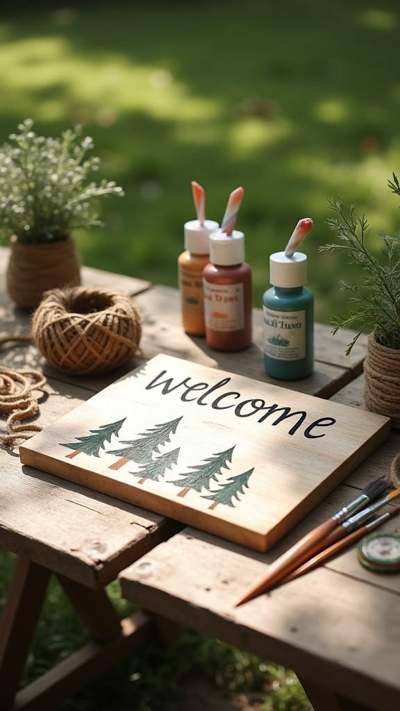 rustic personalized welcome sign