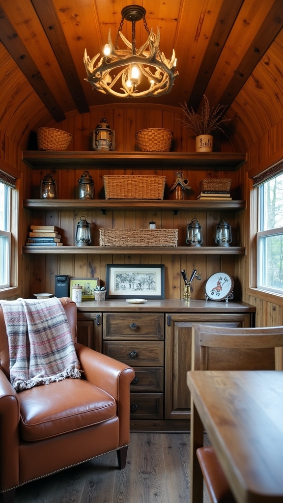 rustic reclaimed wood shelving