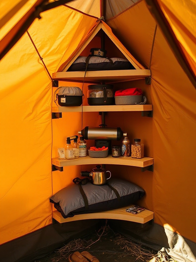 tent corner storage solutions