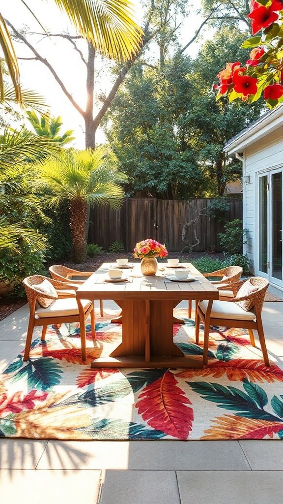 tropical outdoor rug design