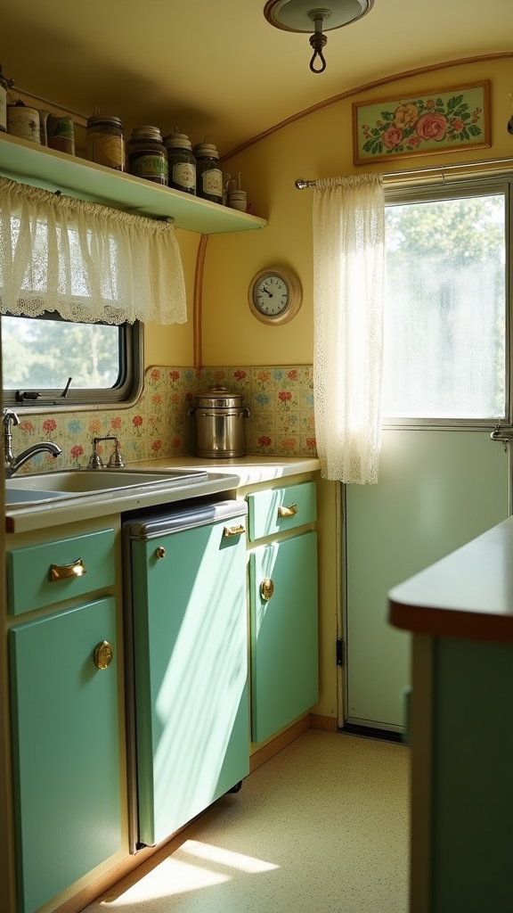 vintage charm in compact kitchens