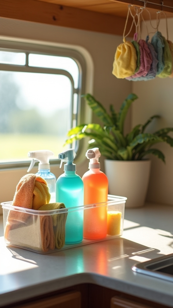 organized cleaning supply caddy
