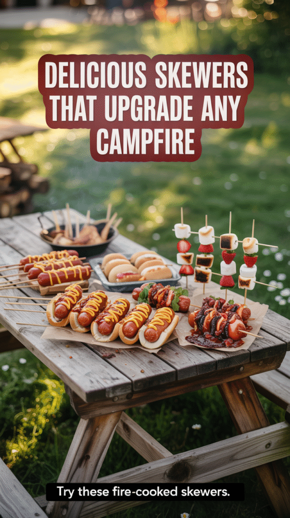 Campfire Hot Dog Skewers With Caramelized BBQ Glaze