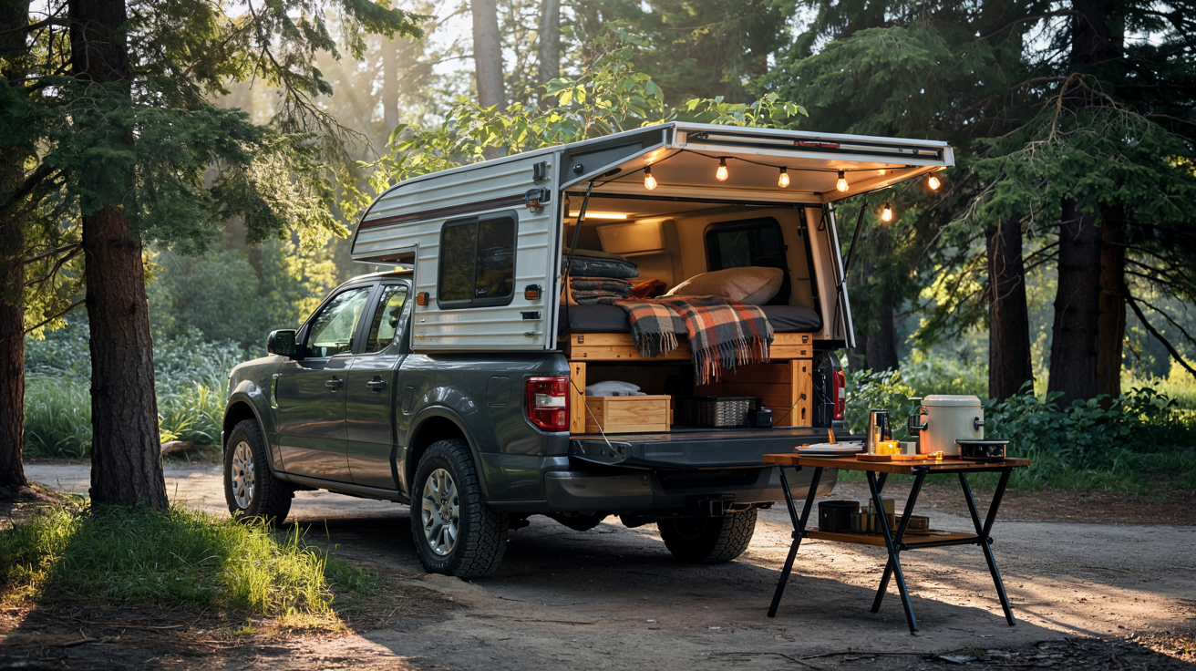 19+ Truck Cap Camping Layout Ideas for Women Who Love Simple Adventures