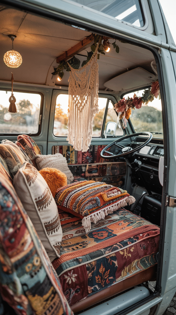 Boho Front Cabin With Macramé and Vintage Textiles