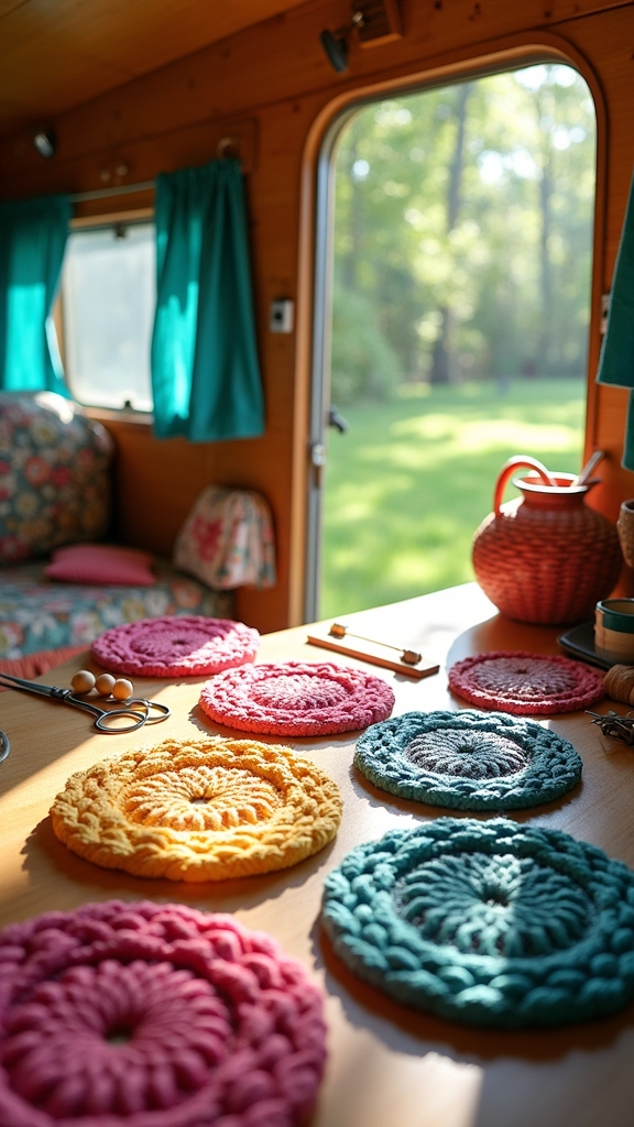 Making Macramé Coasters for Your Camper
