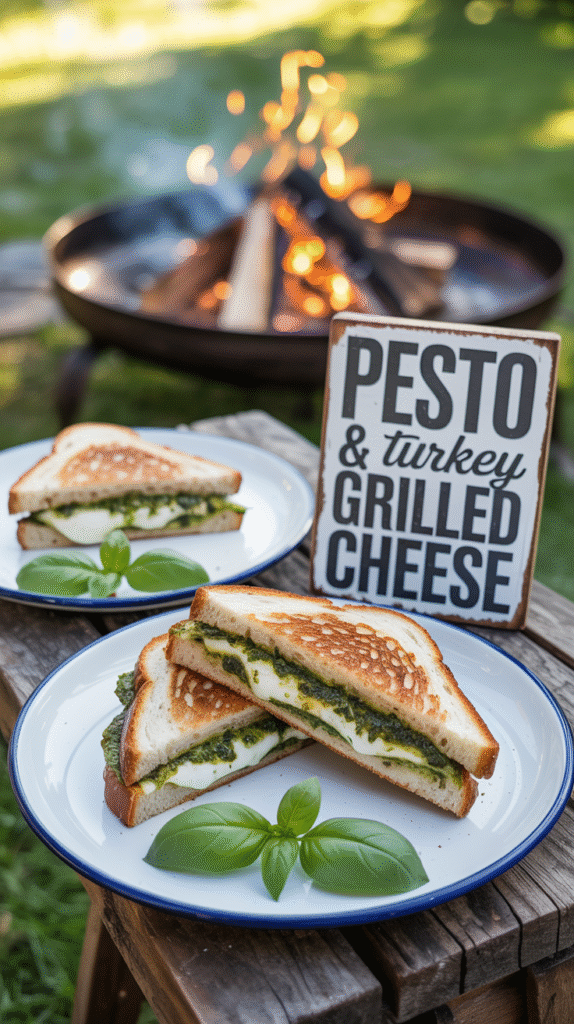 Pesto and Turkey Grilled Cheese With Fresh Basil