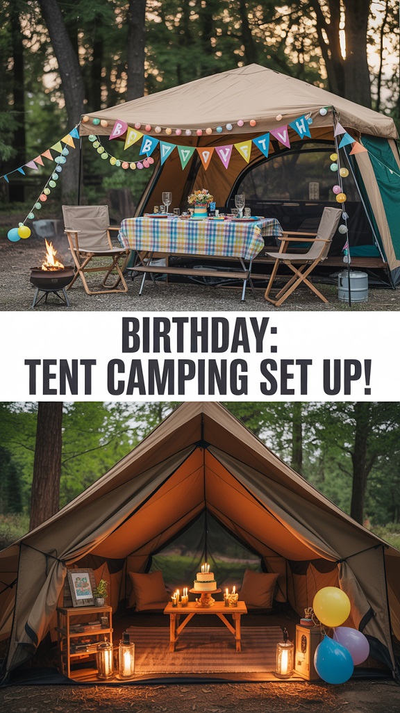 Whimsical Tent Camping Set Up Ideas for Birthday Celebrations